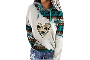 CEBOYEL Women Western Aztec Hoodies Long Sleeve Pullover Sweatshirts Graphic Vintage Shirts Tops Cowgirl Wear Clothes 2023