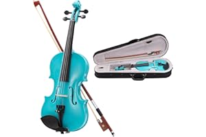 ARTALL 1/16 Handmade Student Acoustic Violin Beginner Pack with Bow, Hard Case, Chin Rest, Tuner, Spare Strings, Rosin and Bridge,Black