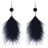 Winssigma Feather Earrings for Women Long Dangle Bohemian Feather Tassel Earrings