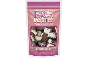 FD PANTRY Freeze Dried Ice Cream Sandwich Bites - Vanilla - Crunchy & Sweet Snack 2.5oz Freeze-Dried Space Ice-Cream Pack Dehydrated Resealable Gift Bag