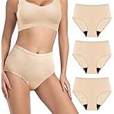 IRISMORII Washable Incontinence Panties for Women Bladder Leak Proof Underwear Light Absorbent Protection Cotton Brief 3 Pack (Beige L)
