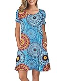KORSIS Summer Dresses for Women Flower Mix Blue