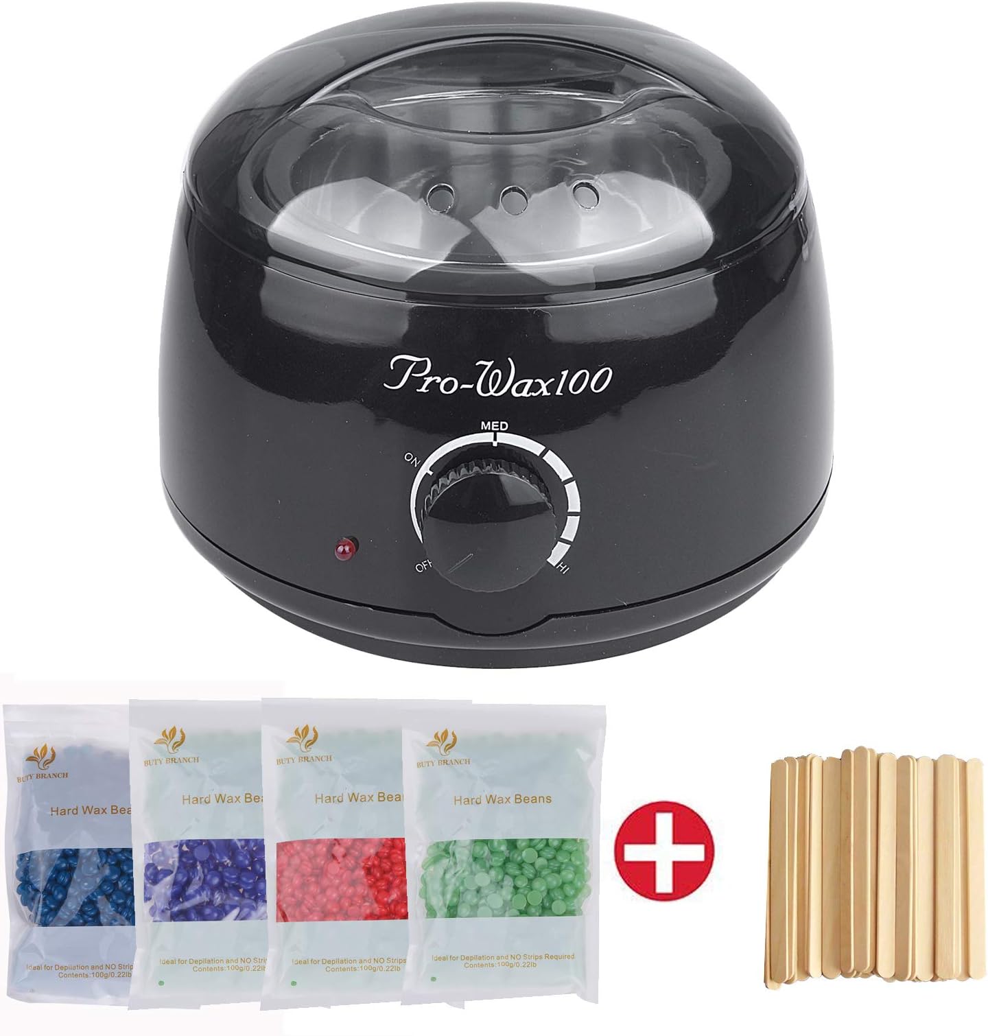Vinteky Wax Warmer, Wax Heater Hair Removal Kit with Adjustable Temperature, Built-in Thermo Safety Control and Removable Pot, 4 Different Flavor Hard Wax Beans & 20 Wax Applicator Sticks (Women/Men)