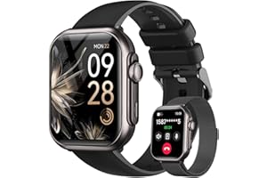 RUXINGX Smart Watch for Women for iPhone&Android: 100 Day+Battery Life, Smart Watch Bluetooth Call with 24/7 SpO2 Sleep Heart Rate Monitor, IP68 Waterproof,Fitness Tracker with 120+Sport,Reloj Black 2 Bands