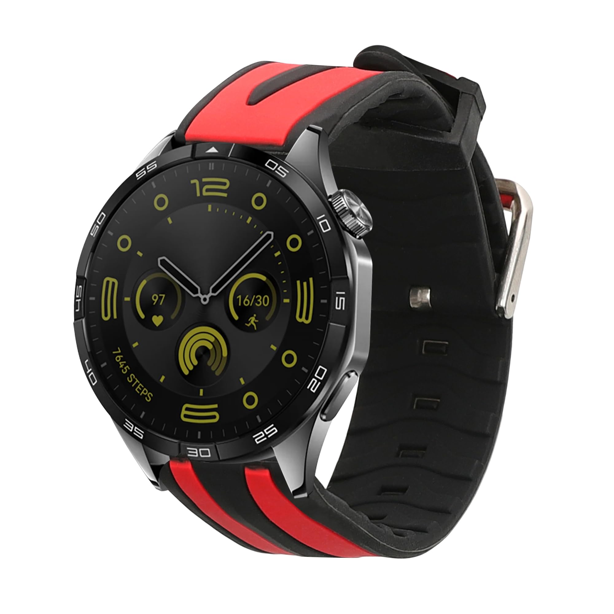 kwmobile Strap Compatible with Huawei Watch GT4 46mm Strap - Replacement Silicone Watch Band - Red/Black