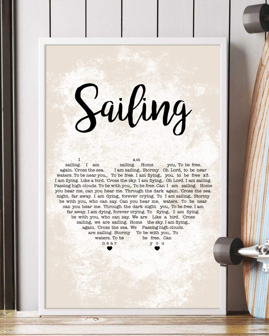Kodora Sailing Song Lyrics Grunge Couple Heart Portrait Poster Print Wall Art (16" x 24")