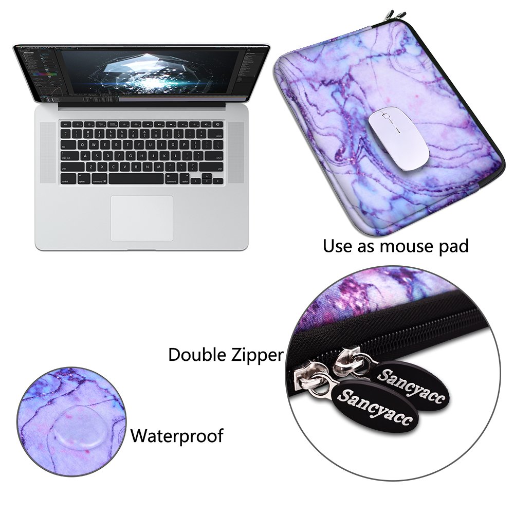 Sancyacc Laptop Sleeve, Sleeve Bag for 13-13.3 Inch, Water-resistant Fabric laptop Case with Pocket for Macbook, Acer Aspire, Toshiba Satellite, Dell, Chromebook Notebook (Shining Purple)