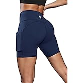 Fihapyli ICTIVE Women's Workout Running Shorts with Deep Pockets High Waisted Tummy Control Yoga Gym Spandex Biker Pants