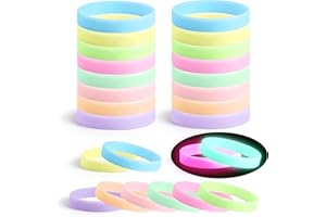 Lesnala 24Pcs Glow in the dark bracelets 8 Colors Luminous silicone wristband Neon rubber wristbands for Night Jogging-Assorted Concert Sport Carnival Wedding Party Night Favors