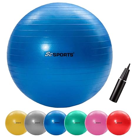 ScSports Gymnastik-/Sitzball, zur Entlastung der Wirbelsäule, als Yogaball geeignet, Ø 65 cm