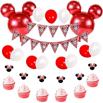 Minnie Mouse Birthday Decorations Red And Black For Girls Happy