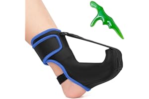 CEZUVR-US Plantar Fasciitis Night Splint Sock with Hand-Held Massage Tool Upgraded Soft Plantar Fasciitis Brace for Women Men for Achilles Tendonitis Foot Drop Heel Spur Pain Relief Black-Blue (Medium)