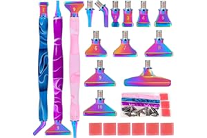 DoreenBow 21Pcs Diamond Art Painting Metal Screw Thread Tips Accessories Multi Placer Tips 5D Diamond Art Painting Tools with 6 Clay, Colorful