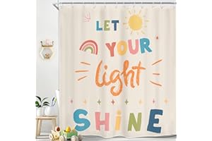 Homewelle Kids Quotes Shower Curtain Inspirational Colorful Cartoon Classical English Letter Let You Light Shine Lovely Sun Classic 72Wx72H Inch for Child Waterproof Polyester Fabric Bathroom Bathtub