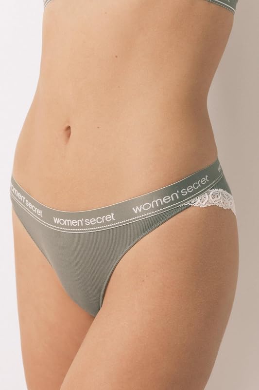 Braga Clásica Algodón Brief, Medium Kaki, L Women's