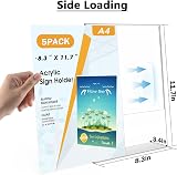 Flow fire A4 Acrylic Sign Holder 5 Pack L-Shape Perspex Menu Display Stand view 3