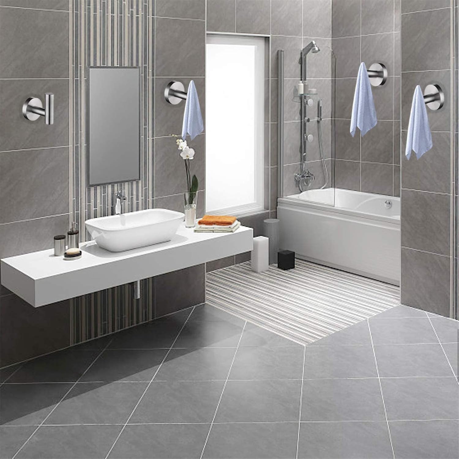 Nolimas Bathroom Towel Hooks SUS 304 Stainless Steel Coat Hook Round Clothes Towel Coat Robe Hook Cabinet Closet Door Sponges Holder for Bath Kitchen Garage Hotel,Wall Mounted, Brushed Nickel, 2Pack: Home & Kitchen