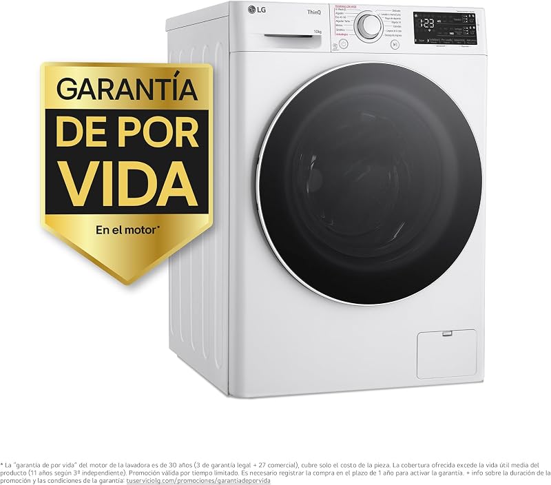Lg f4wr5510a0w - máquina de lavar inteligente, 10kg, ai direct drive, 1400rpm, carregamento frontal, turbowash 360º, vapor, classe a, série 550, branco
