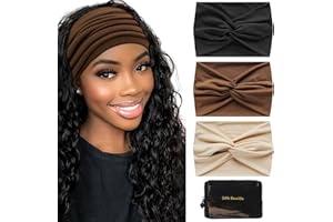 S&N Remille Wide Boho Headbands for Women Extra Large Turban Headband Hairband Hair Twisted Knot Accessories 3 Pack