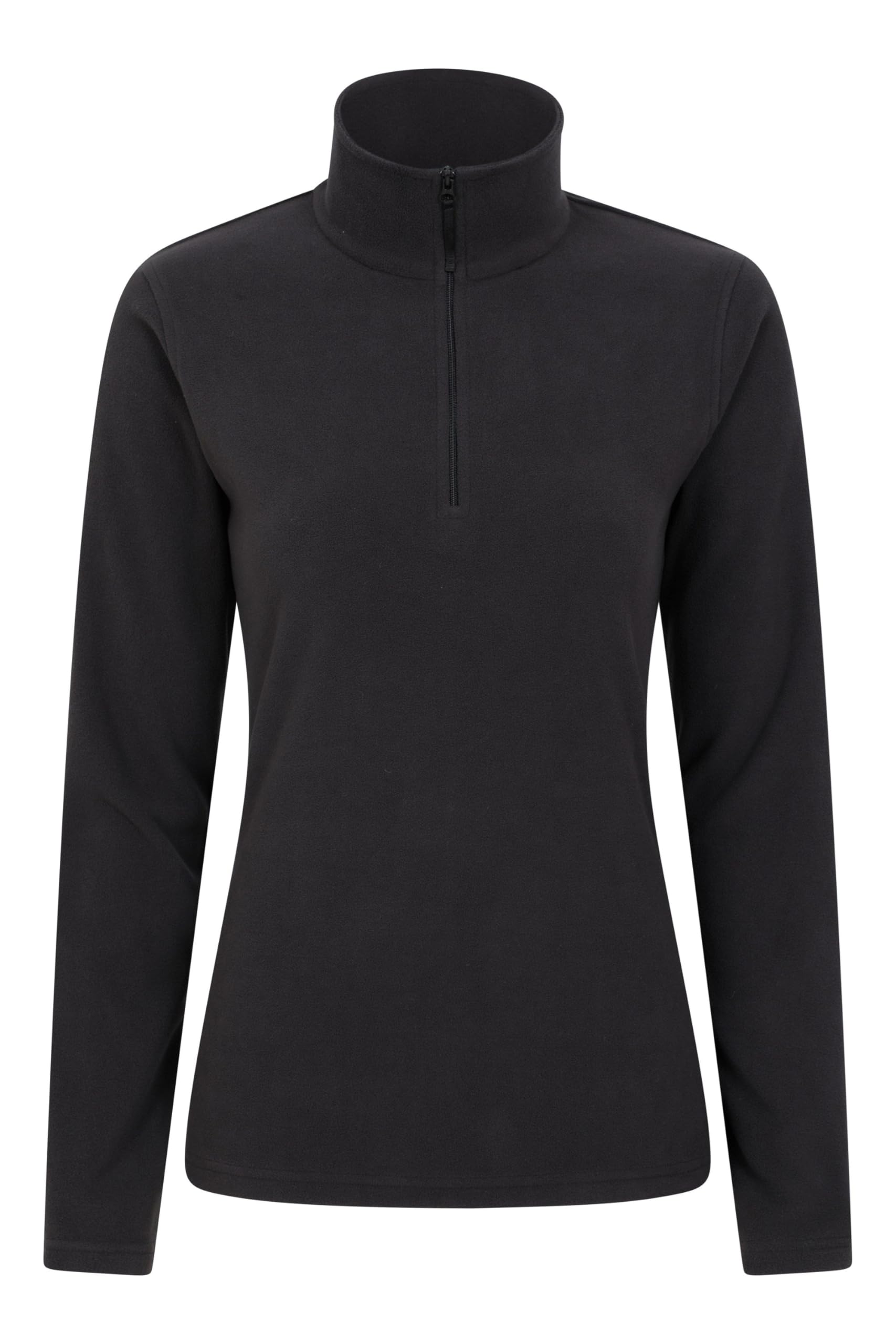Mountain Warehouse Camber Half Zip Women's Fleece - Lightweight, Warm & Cosy Half Zip Sweatshirt - Best for Spring Summer, Camping, Outdoors, Travelling & Hiking Black (Plain) M