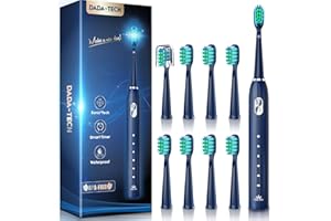 DADA-TECH Electric Toothbrush for Adults Kids Electric Toothbrush Rechargeable Sonic Toothbrush Ultrasonic Toothbrush with Timer, 9 Brush Heads, 5 Cleaning Modes 4-Hour Charge Lasts 60 Days (Blue 8-12)