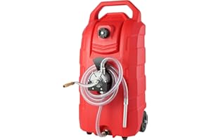 VEVOR 16 Gallon Fuel Caddy, 7.8 L/min, Portable Gas Storage Tank Container with Hand Pump Rubber Wheels, Fuel Transfer Storag