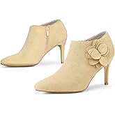Perphy Flower Pointed Toe Stiletto Heels Ankle Booties for Women