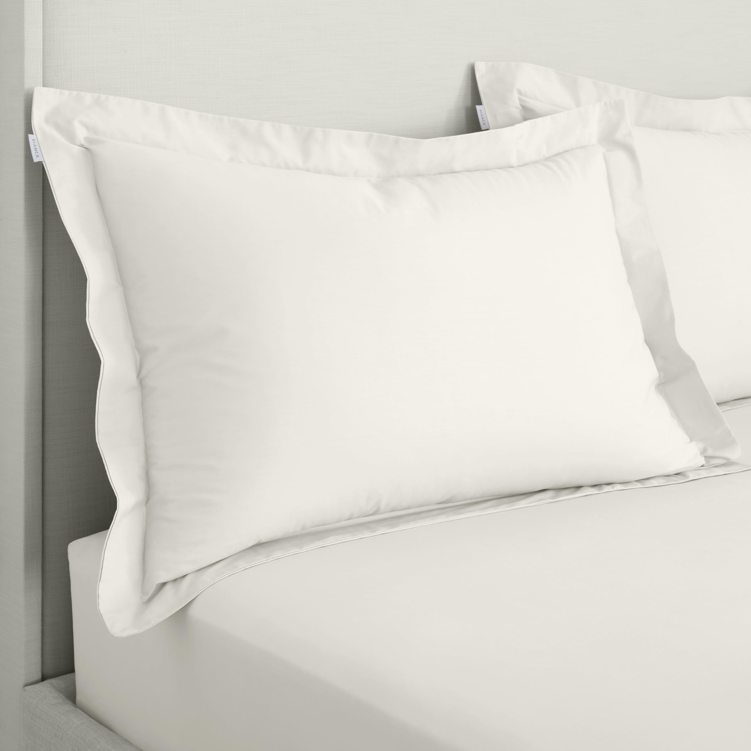 Bianca 200 Thread Count Cotton Percale Oxford Pillowcase Pair Cream