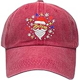 Christmas Hats for Men Women, Santa Believe Gifts, 3D Santa Embroidered Nose Adjustable Washed Baseball Cap Dad Hat