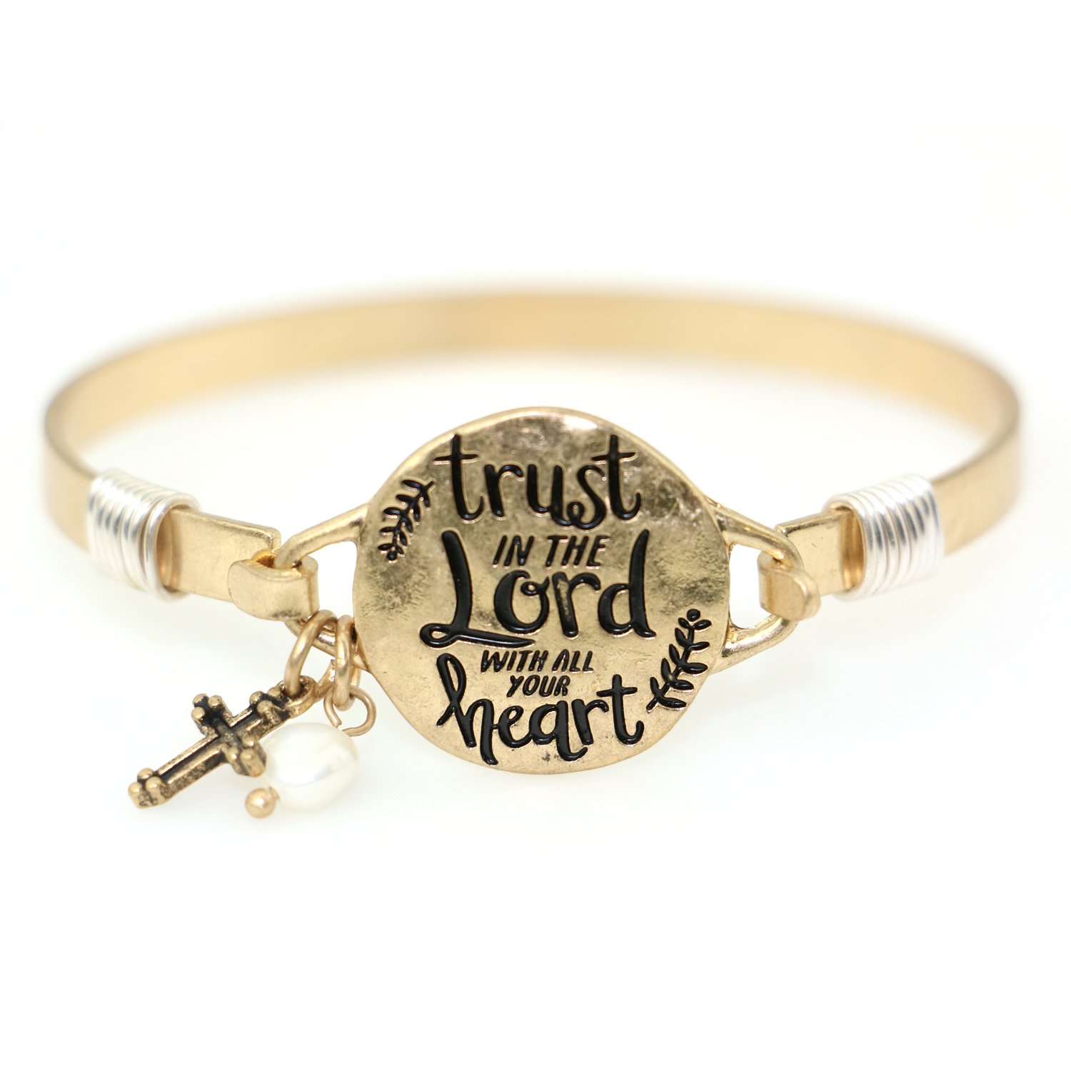 Buy Trust in The Lord with All Your Heart Christian Bangle Disc Bracelet with Wire Design and