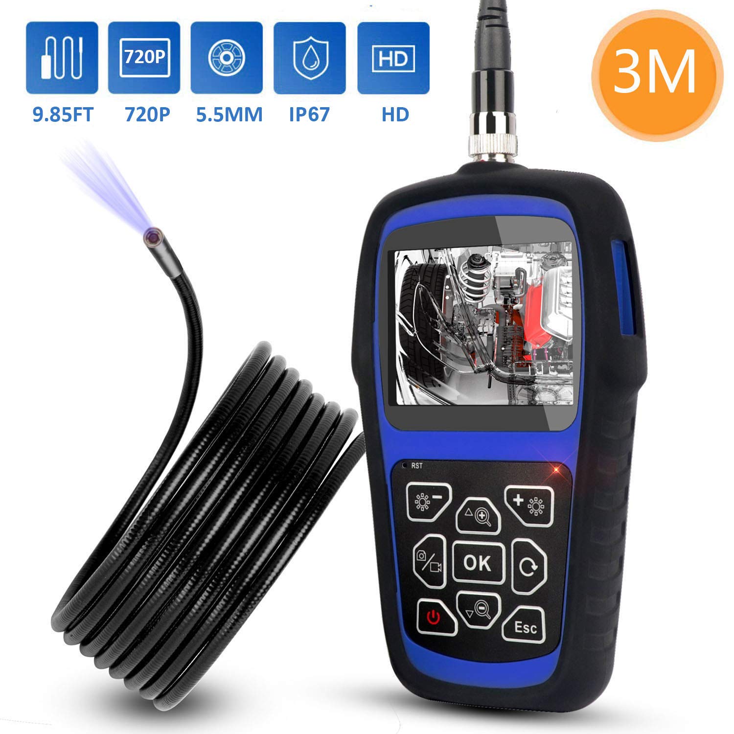 Industrial Endoscope, SHEKAR 720P HD Waterproof Borescope Pipe