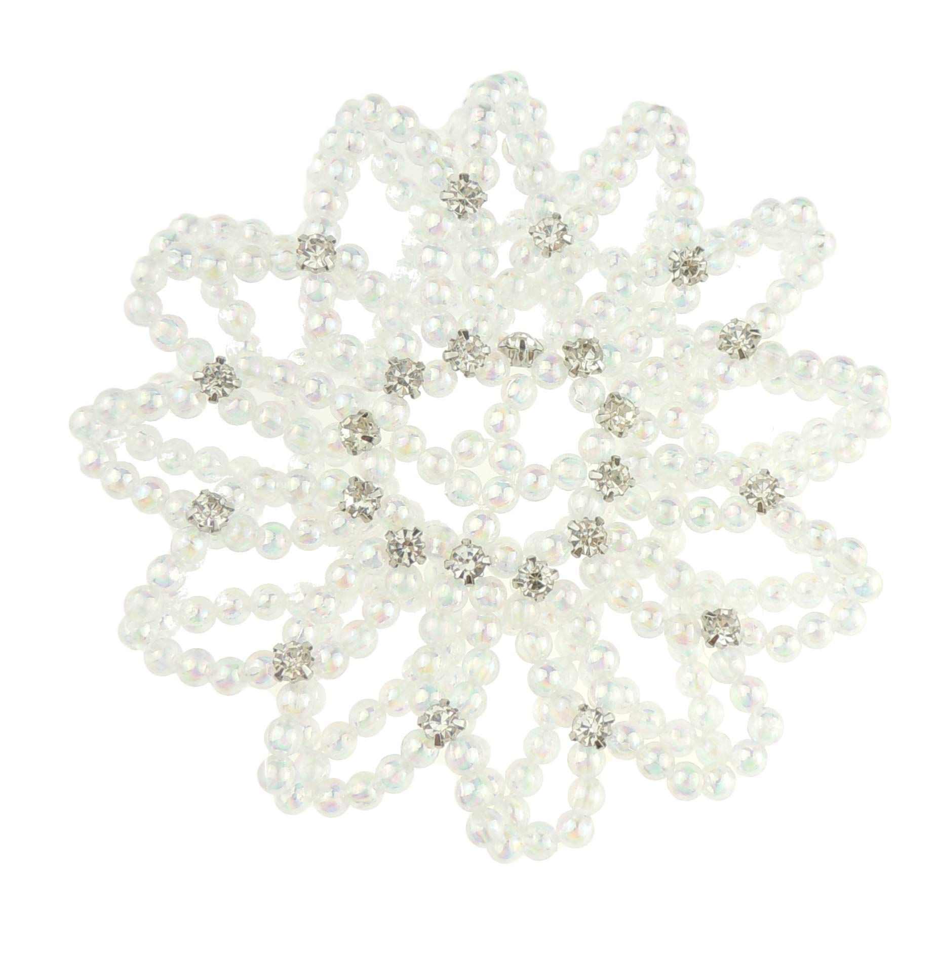 Womens Kids Children Girls Dance Ballerina Recital Ballet Crystal Rhinestone Diamante Princess Ballet Recital Dance Dressage Hair Jewelery Accessories Bun Snood Net Holder Faux Pearl (White AB)