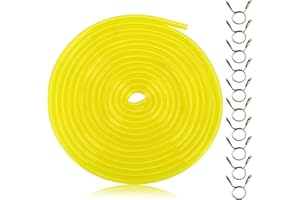 Hipa 10 Feet Fuel Line Hose Tygon Fuel Tube I.D 1/4" x O.D 3/8" (6.35 mm x 9.5 mm) with 10 pcs Hose Clamp for Small Engine Lawn Mower Chainsaw String Trimmer Tiller Generator Blower Model Parts