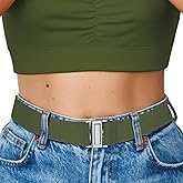 NQIYOOH No Show Elastic Belts for Women with Invisible Flat Buckle Stretch Web Strap Belt for Jeans Pants Dresses