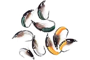Greatfishing Super Sturdy Realistic Nymph Scud Flies, Popper Flies for Trout Nymph Beadhead Fishing Wet Assortment Flies Bug Worm Scud Looking