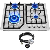 22&Prime;x20&Prime; Built in Gas Cooktop 4 Burners Stainless Steel Stove with NG/LPG Conversion Kit Thermocouple Protection and Easy to Clean (20Wx22L)