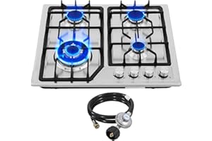 FORIMO 22″x20″ Built in Gas Cooktop 4 Burners Stainless Steel Stove with NG/LPG Conversion Kit Thermocouple Protection and Easy to Clean (20Wx22L)