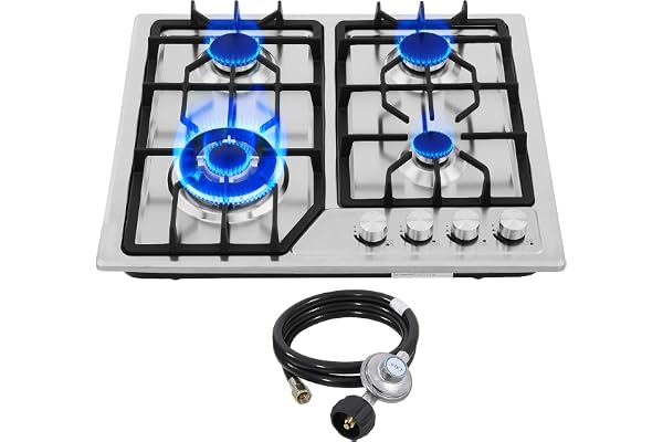 22Ã¢â‚¬Â³x20Ã¢â‚¬Â³ Built in Gas Cooktop 4 Burners Stainless Steel Stove with NG/LPG Conversion Kit Thermocouple Protection and Easy to Clean (20Wx22L)