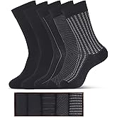 Luxe De Bamboo Rayon socks Mens Dress Socks for Men 9-12,Charcoal and Black socks for men 5-Pack in a Gift Box