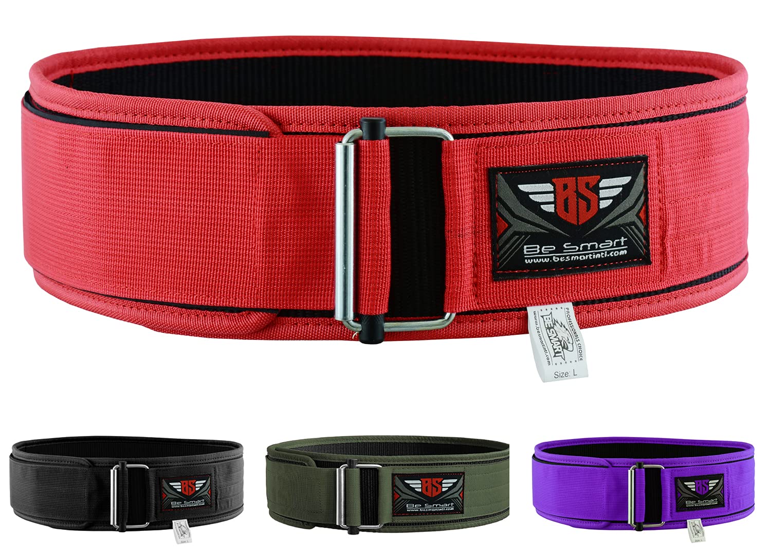 BeSmart Weight Lifting Belt Deadlift Powerlifting belts Self-Locking Double Padded Polyester Back & Core Support CrossFit Weightlifting Equipment for Gym Training Men & Women (XX-Large, Red)
