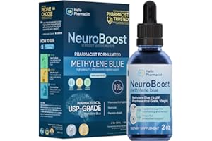 HelloPharmacist Neuroboost Methylene Blue Pharmaceutical Grade 1% Supplement Pharmacist Formulated - Lab Tested for Humans | Support for Brain Fog, Focus & Memory| 2 oz (1% (1 Pack))