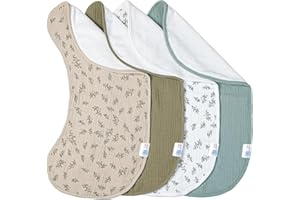 lulumoon Muslin Burp Cloths Babies: 100% Soft Cotton Large Burping Cloths - Neutral Baby Burp Rags for Boys and Girls - Absor