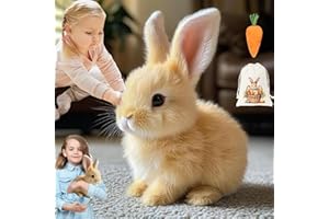 DFGVCESR 2025 New Bunny Realistic Bunny Toy, Bunny - Easter My Realistic Bunny Toy, Interactive Bunny Realistic Bunny - Jumping, Twitching, and Shaking Ears (Brown)