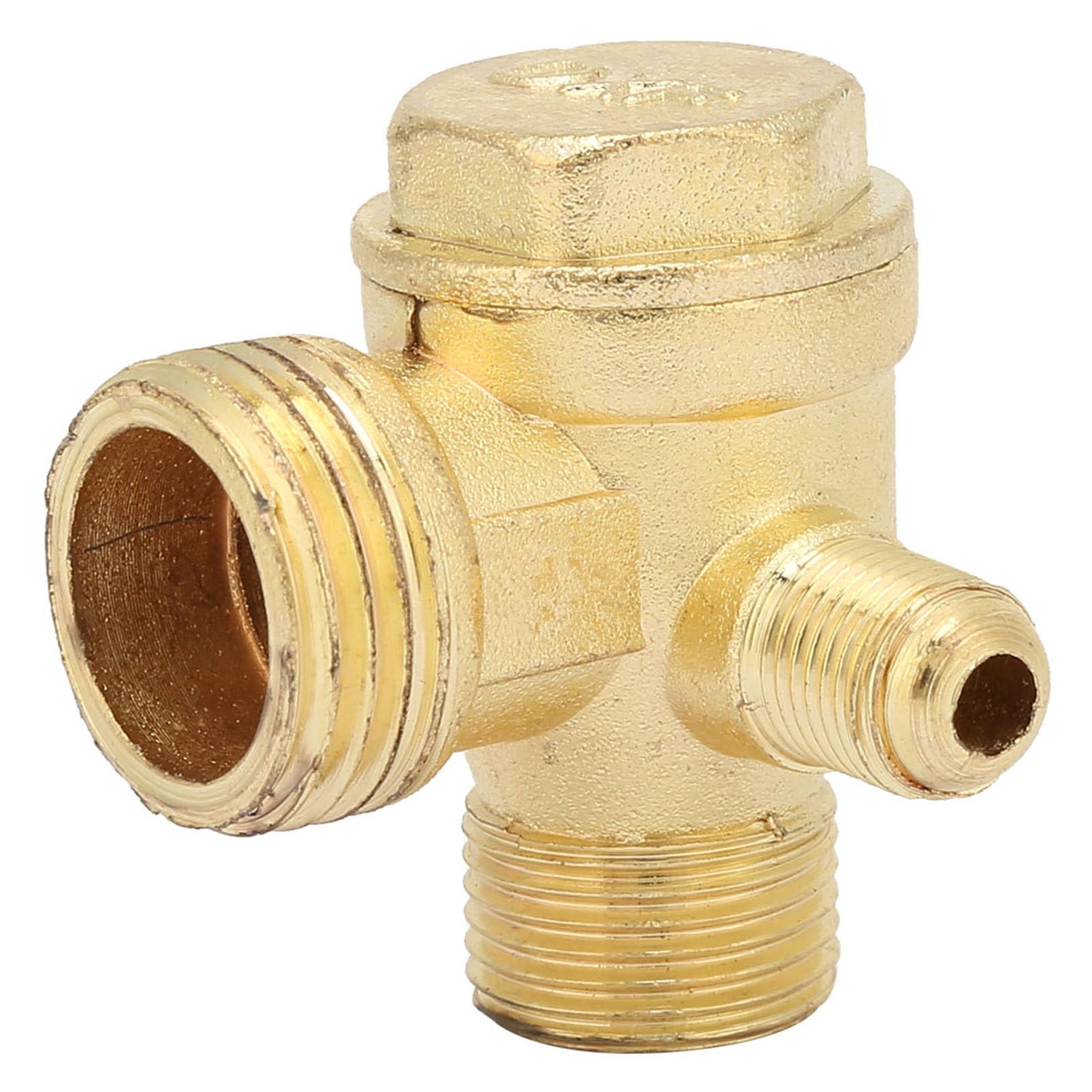 3-Port Brass Male Threaded Air Compressor Check Valve Non-Return Thread 3-Way Spare Parts Tube Connector Tool Central Pneumatic