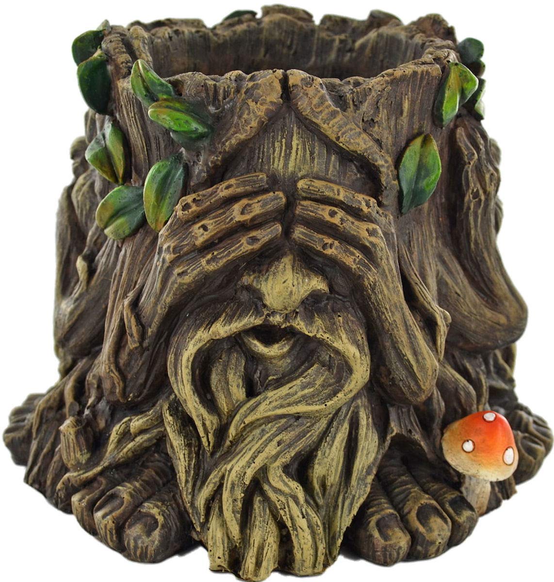 Fiesta Studios Tree Ent - Pot Hear No See No Speak Home Decor Garden Ornament Plant Pot Holder Fantasy Figure Flowers Novelty Gift H14cm