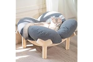 CHEERHOME PETS Elevated Cat Bed Wooden with Cushion Fluffy Pet Couch Sofa for Indoor Cats Raised Kitty Lounge Chair Suitable 