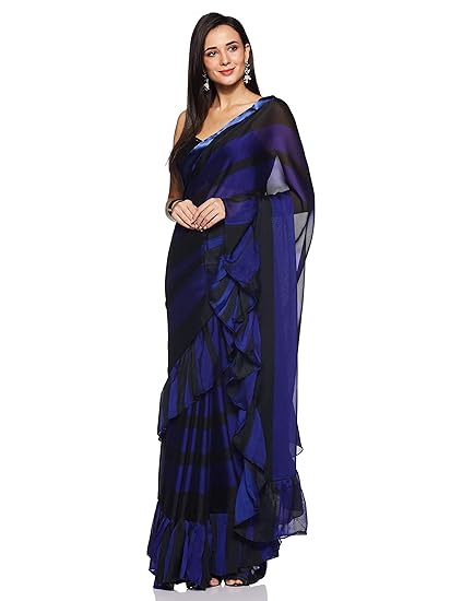 Womanista crepe with blouse piece Saree