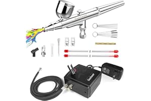 Gocheer 30PSI Airbrush Kit with Compressor Dual Action Mini Air Brush Kit Airbrush Gun Set with 0.2/0.3/0.5mm Nozzle Multi-Function Airbrush Gun Set for Painting Makeup Arts Nails Cake Decor Craft