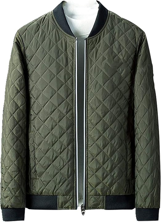 Autumn and winter men's large cotton jacket diamond lattice coat cotton padded jacket: Amazon.co 