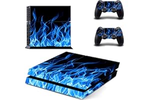TAIFOND Vinyl Skin Sticker for PS4, Blue Fire Console and Controllers Skins Wrap Vinyl Sticker Decal Cover